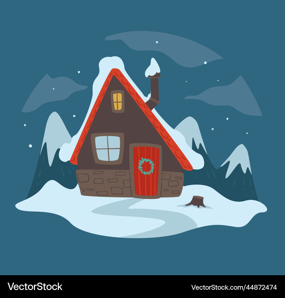 House surrounded by snow and blizzard House surrounded by snow and blizzard vector image