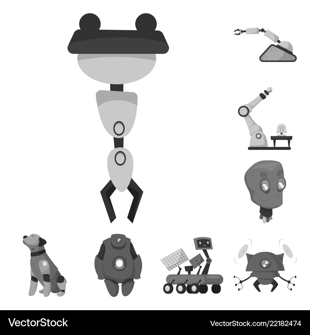 Isolated object of robot and factory symbol Isolated object of robot and factory symbol vector image