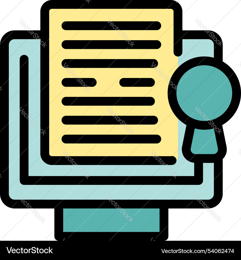 Online certificate displayed on computer screen Online certificate displayed on computer screen vector image