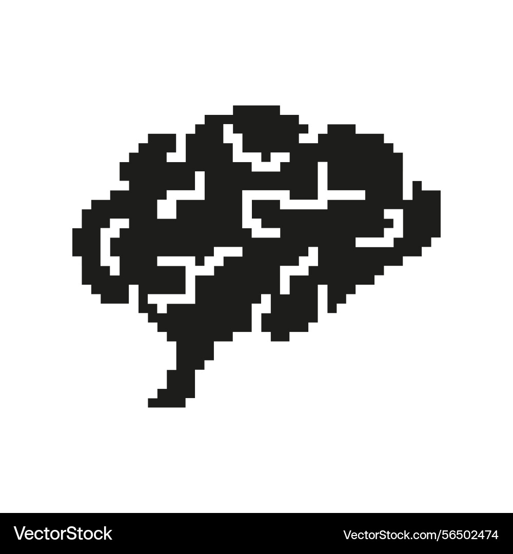 Pixelated brain icon cognitive function Pixelated brain icon cognitive function Vector Image