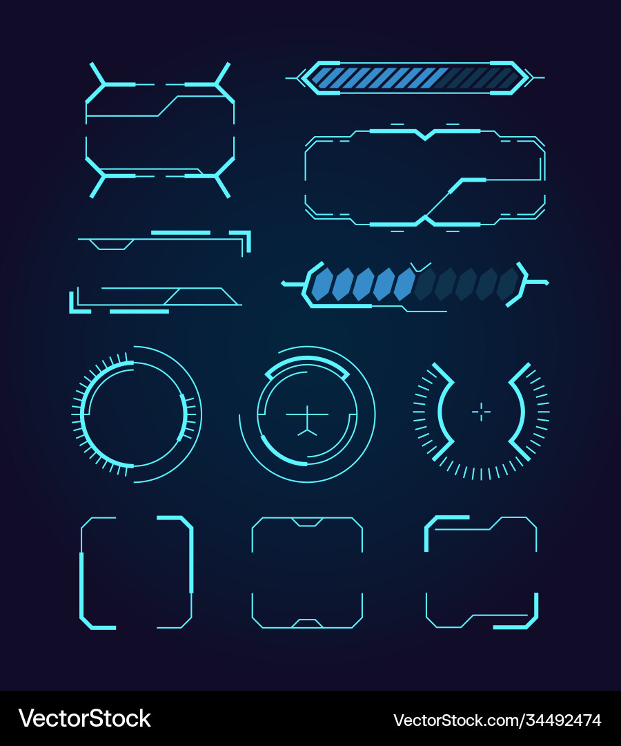 Sci-Fi HUD Interface Elements vector image