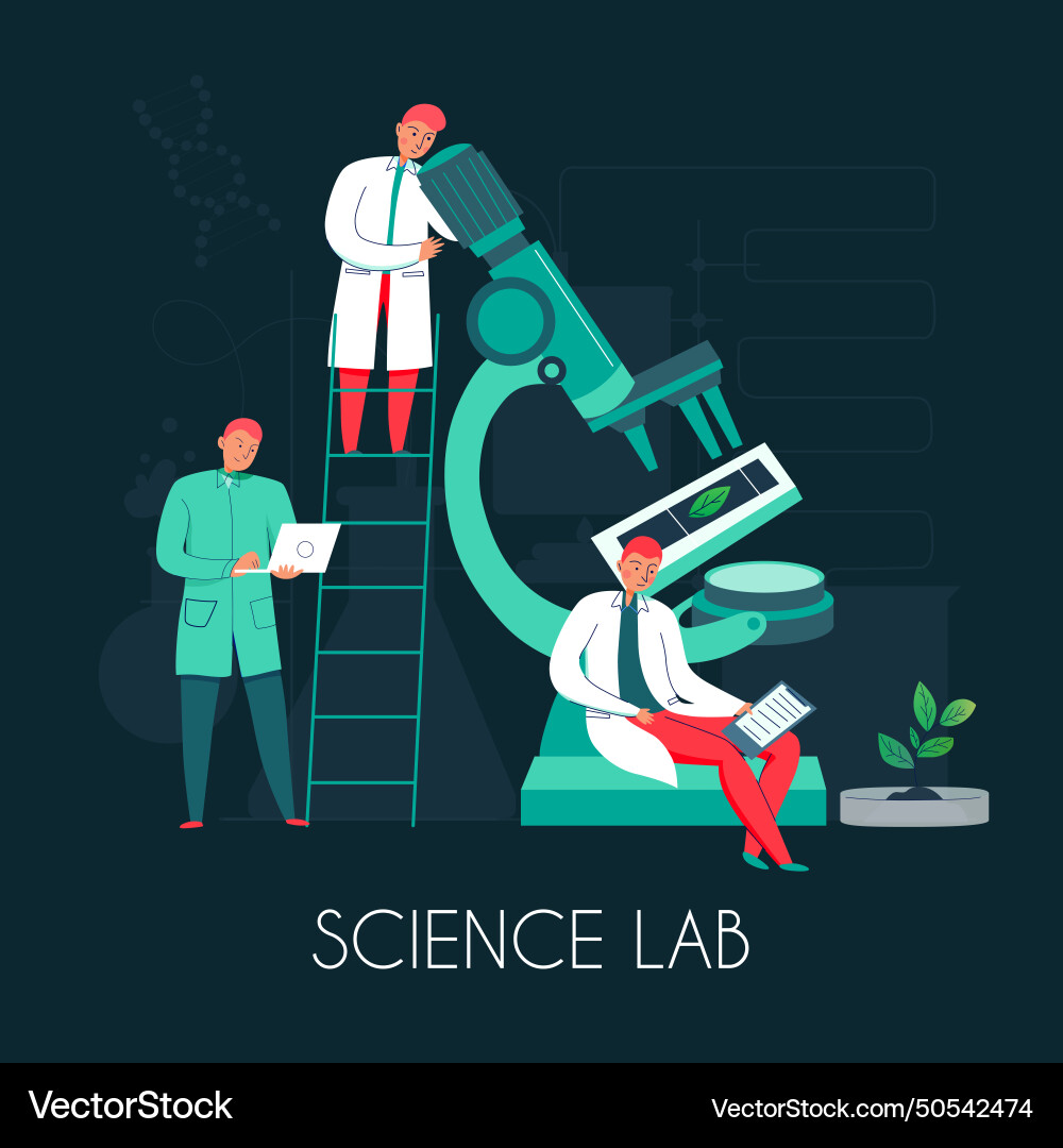 Science lab people composition Royalty Free Vector Image