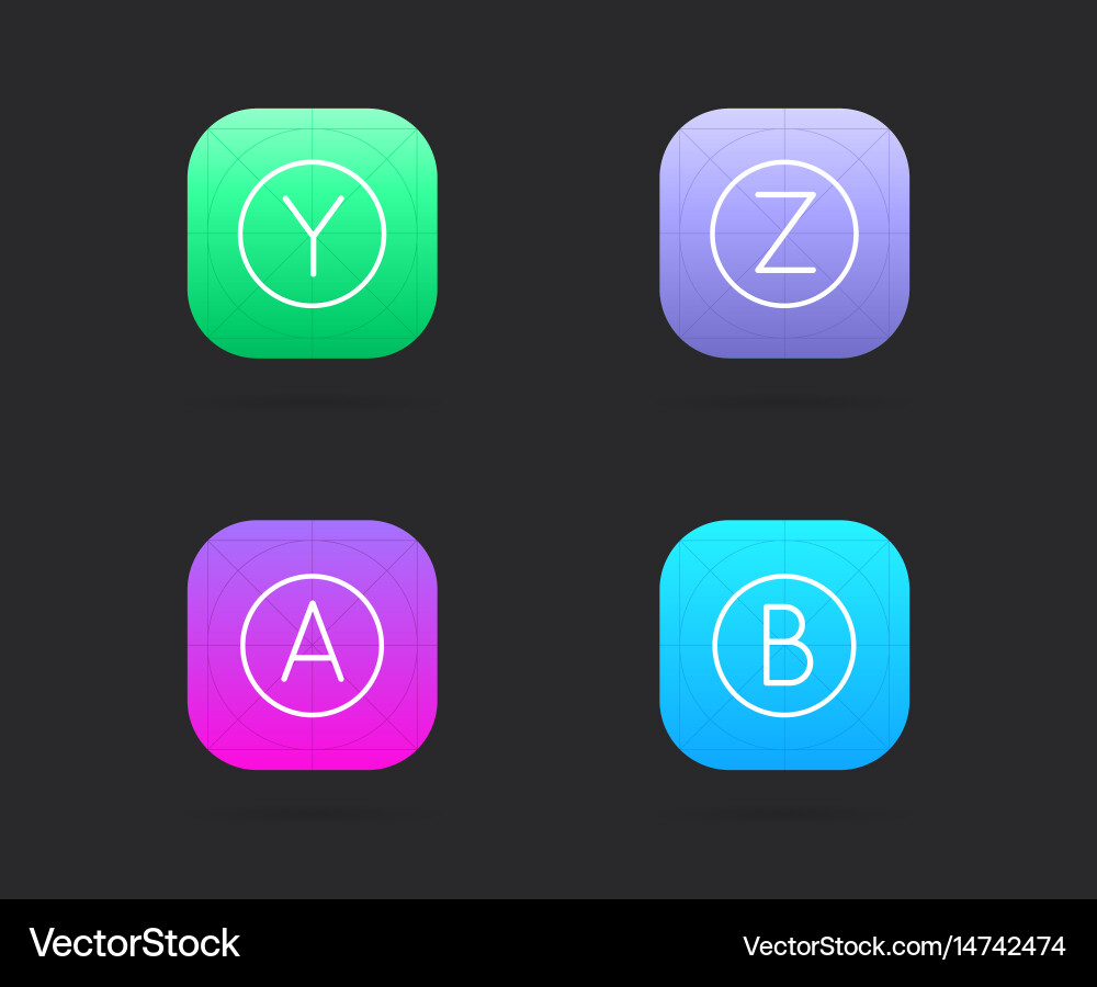 Set app icon template with guidelines fresh colour Vector Image