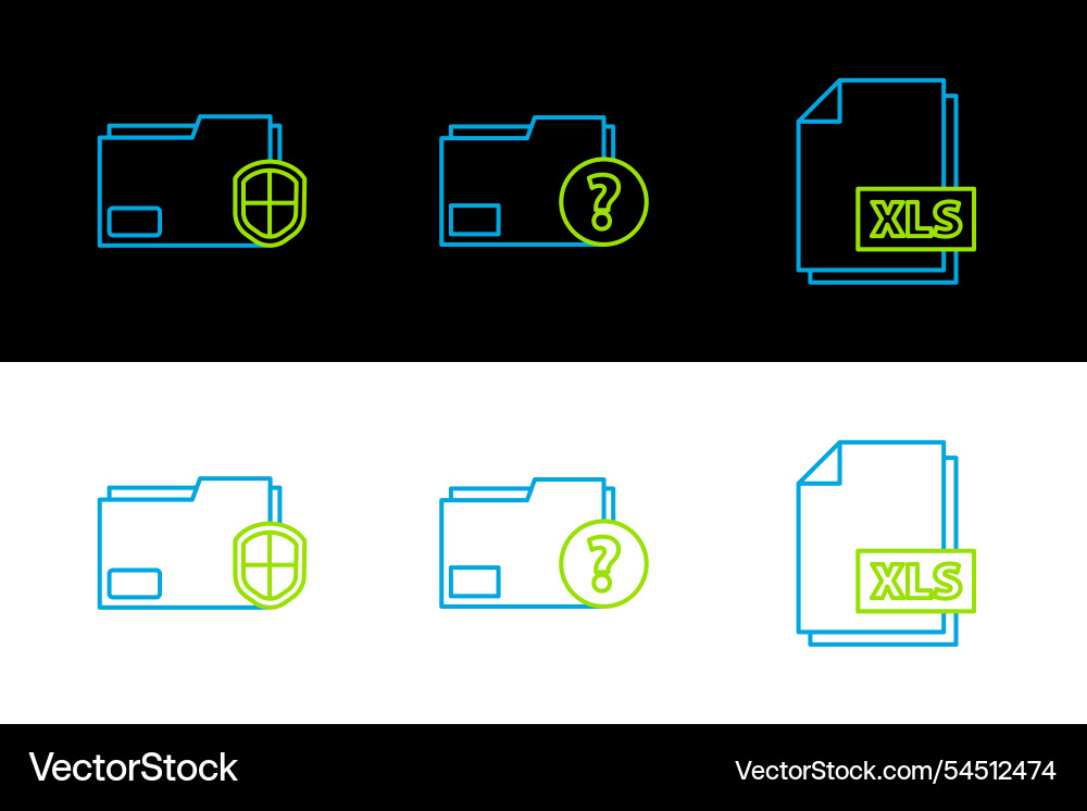 Set line xls file document folder Set line xls file document folder vector image