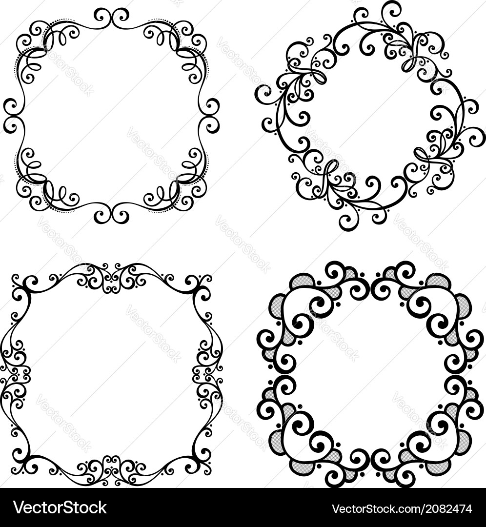 Set of ornamental frames for text vector image