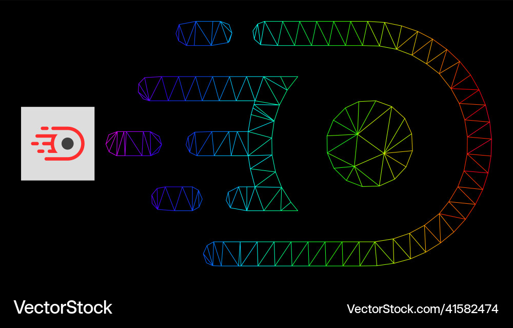 Spectral gradient polygonal mesh speed core icon vector image
