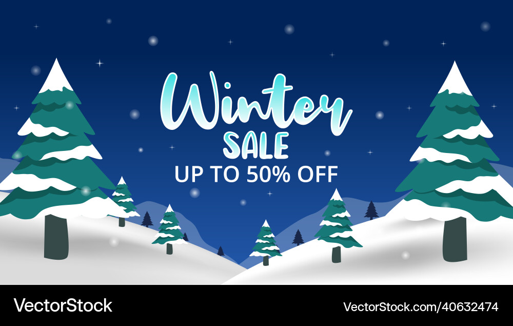 Winter sale banner with fallen snow and trees Winter sale banner with fallen snow and trees vector image