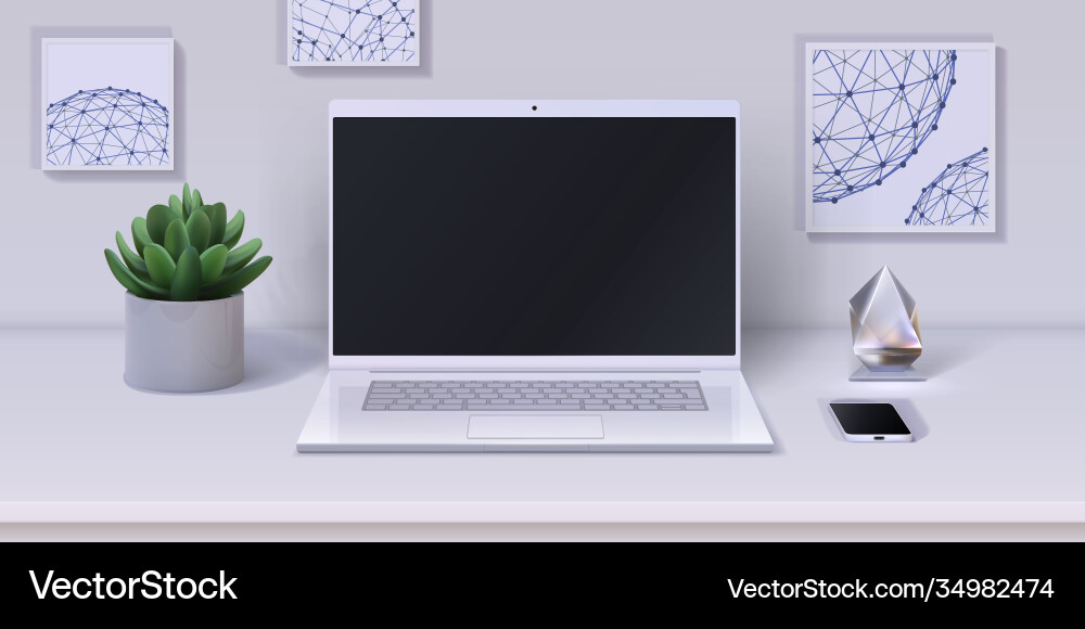 Workspace realistic desktop with modern devices Vector Image
