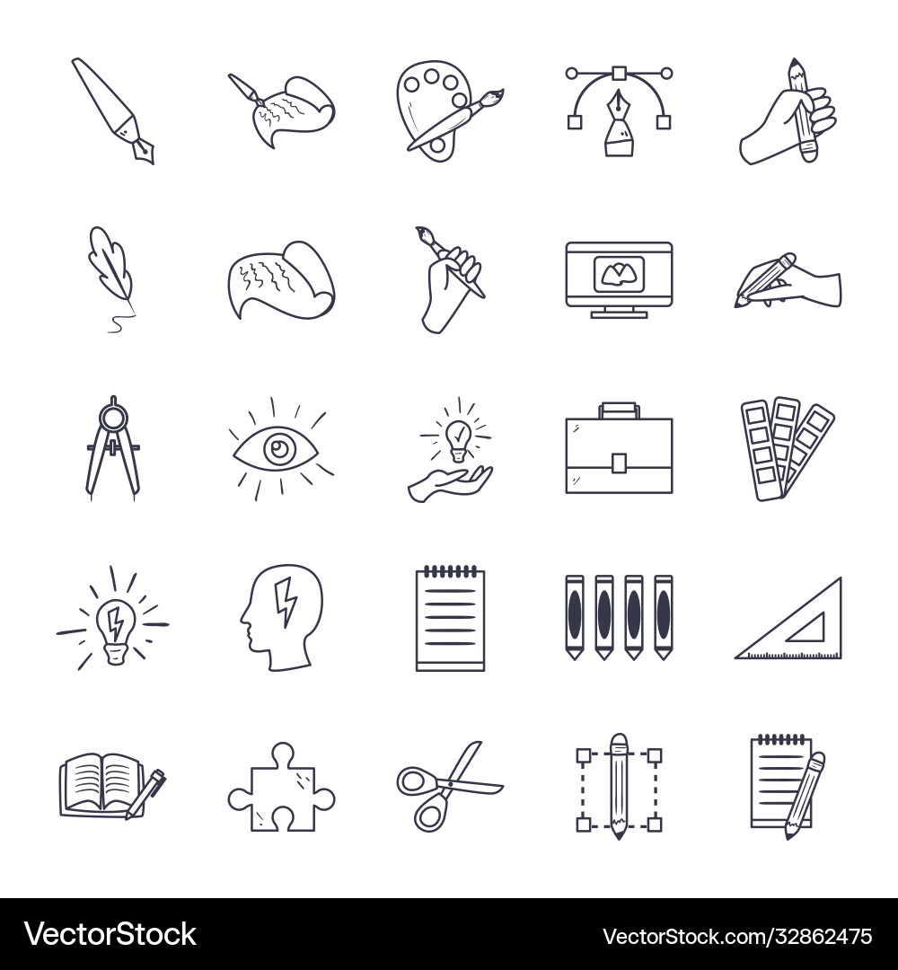 Art and design line style icon set Vector Image