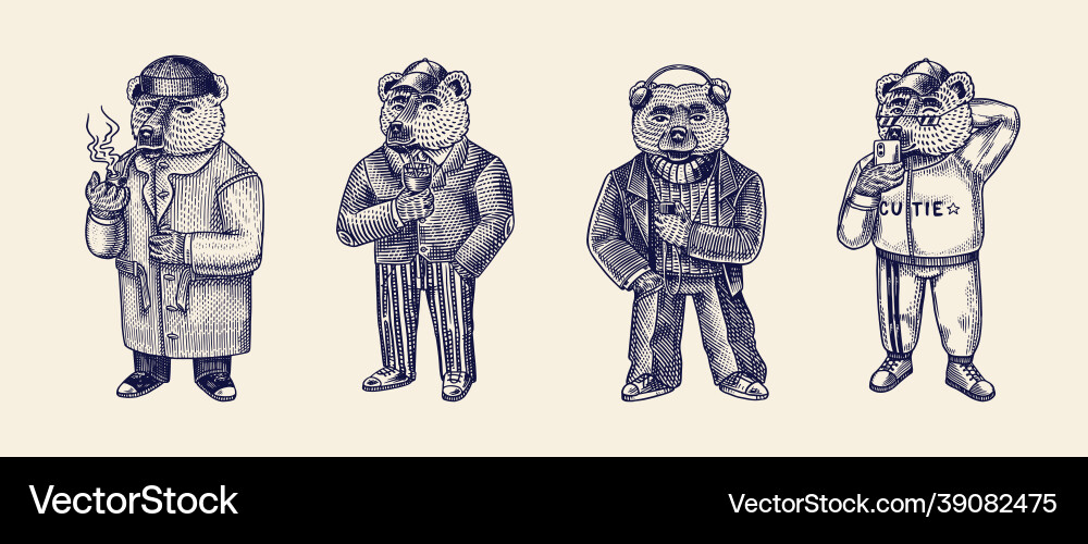 Bär im Vintage Kostüm victorian Herren Bär im Vintage Kostüm victorian Herren vektorbild