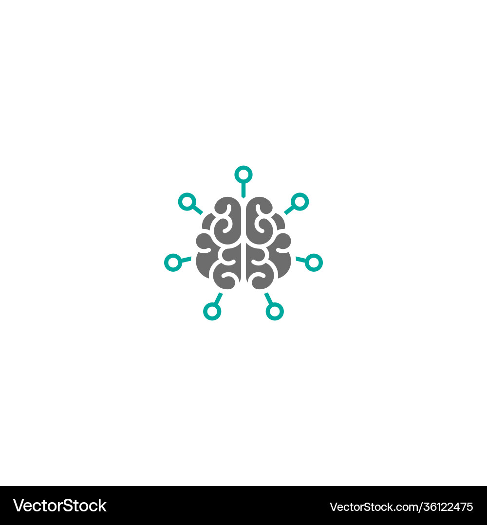 Brain with chip or hub system icon intellect Brain with chip or hub system icon intellect vector image
