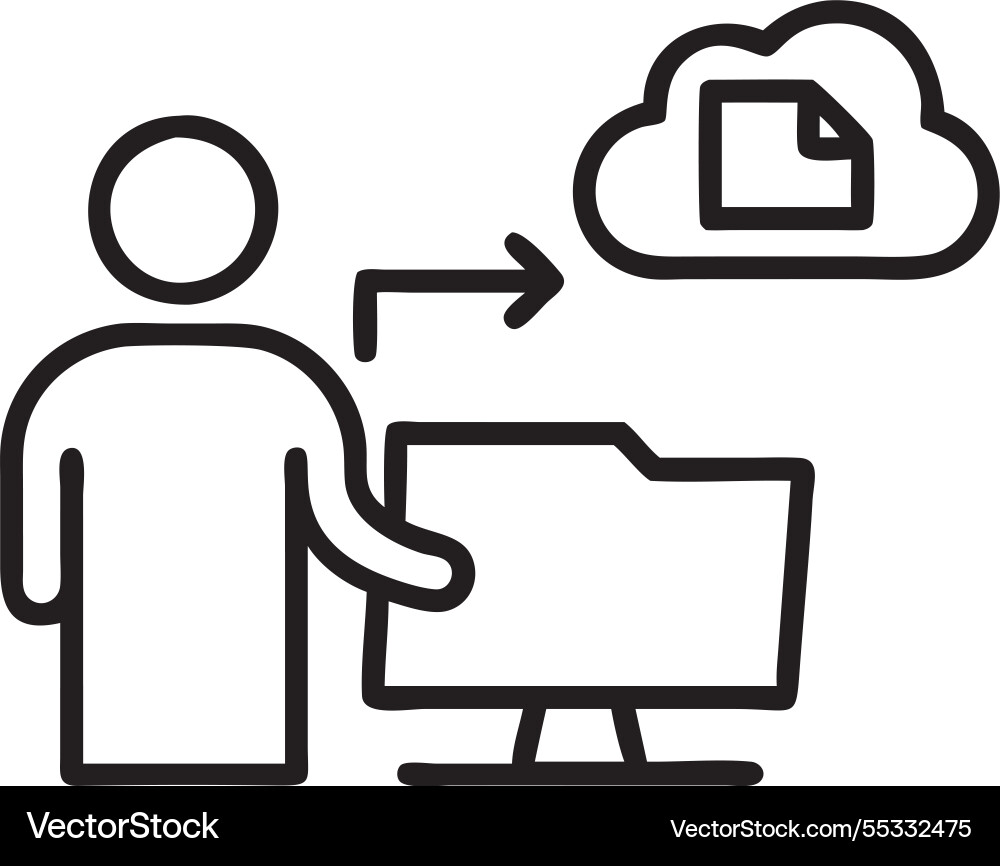 Businessman using computer for backup storage vector image