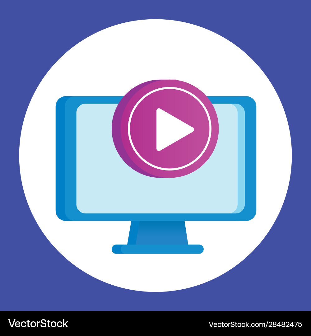 Desktop computer display with media player Desktop computer display with media player vector image