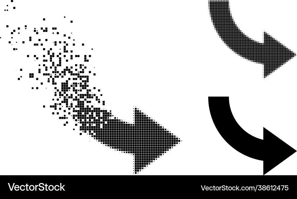 Dissolving and halftone pixelated rotate right Dissolving and halftone pixelated rotate right vector image