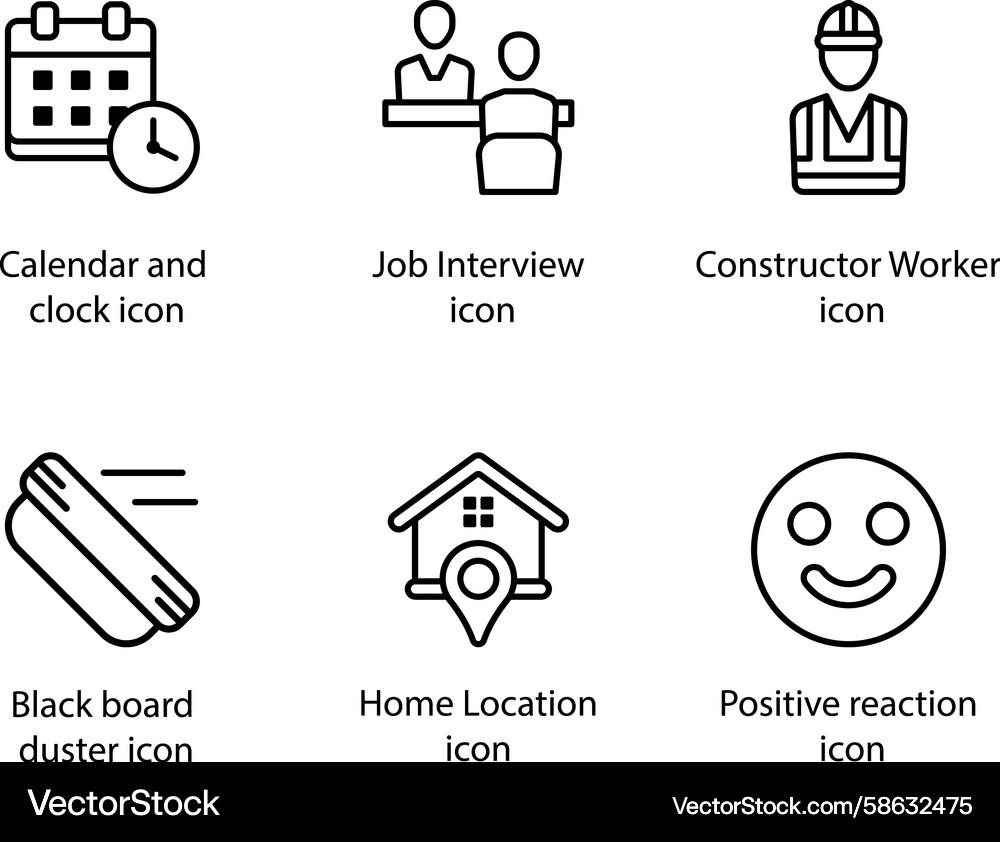 Job Interview Calendar Clock Icons Vector Image