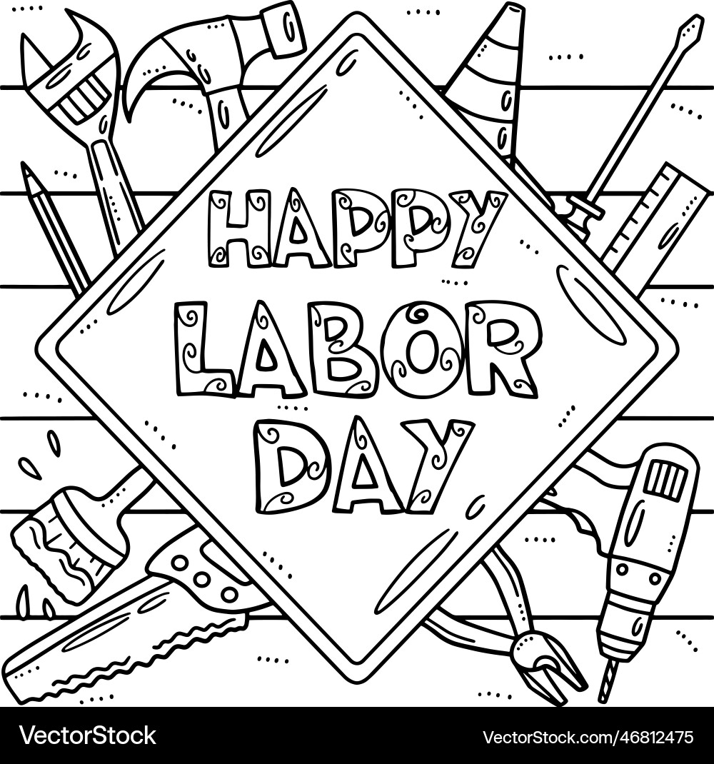 Labor day coloring page for kids vector image