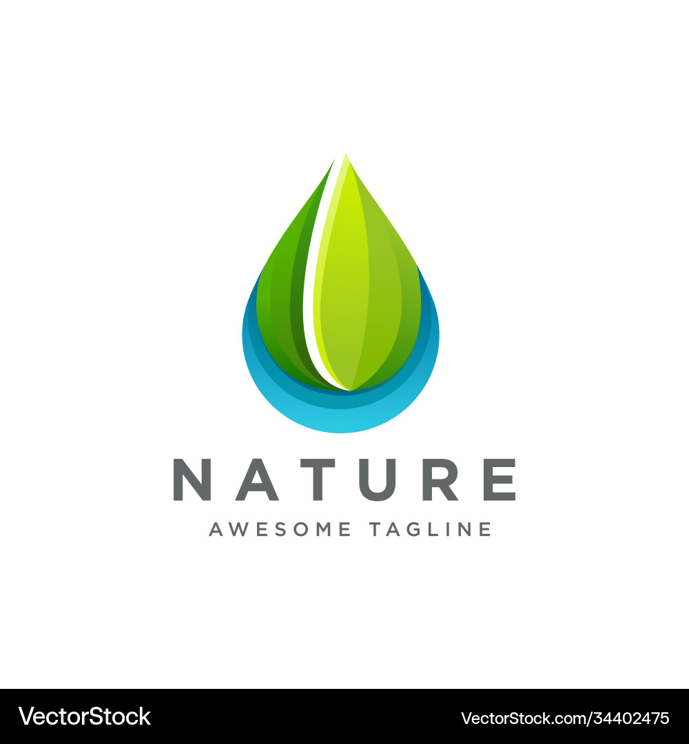 Moderne Natur Tropfenblatt und Wasser Logo-Ikone Moderne Natur Tropfenblatt und Wasser Logo-Ikone vektorbild