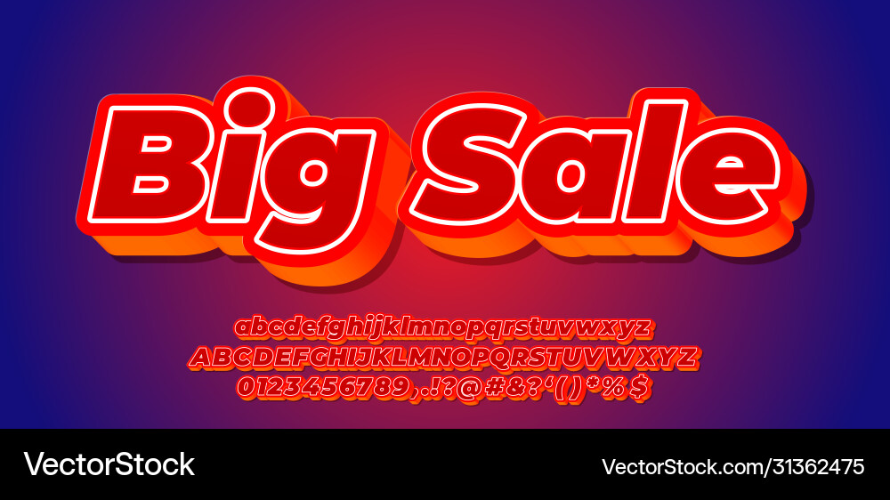 Orange glow 3d font style design templates vector image