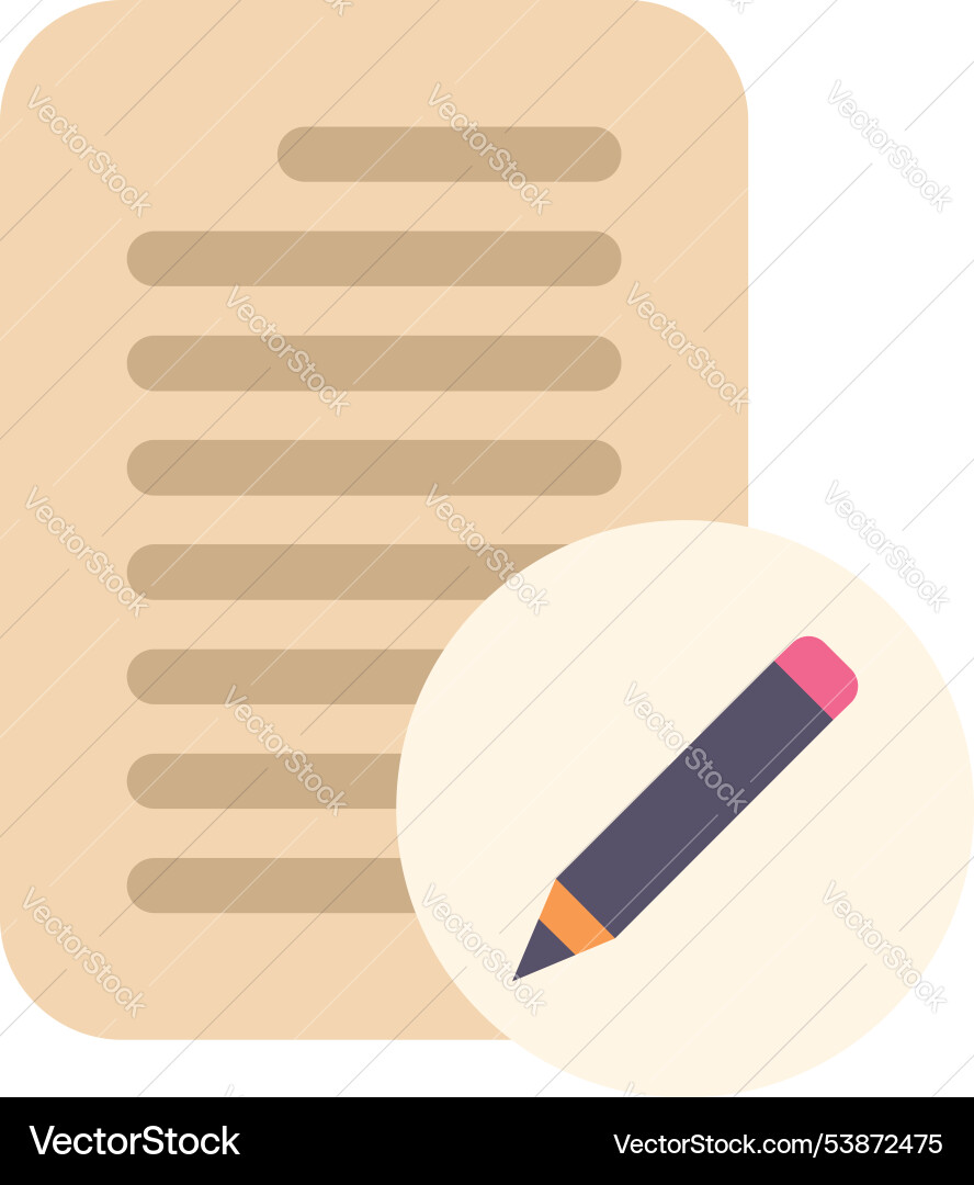 Pencil editing document with lines of text Pencil editing document with lines of text vector image