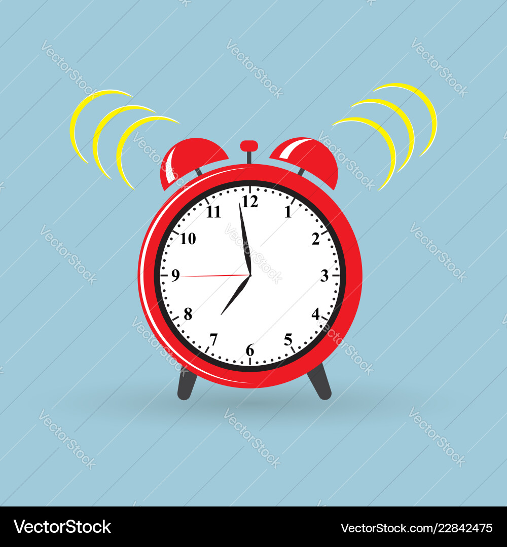 Red alarm clock wake-up time Red alarm clock wake-up time vector image