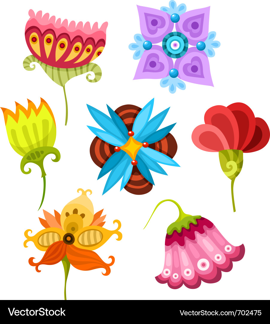 Süße Blumen-Set Vektorbild