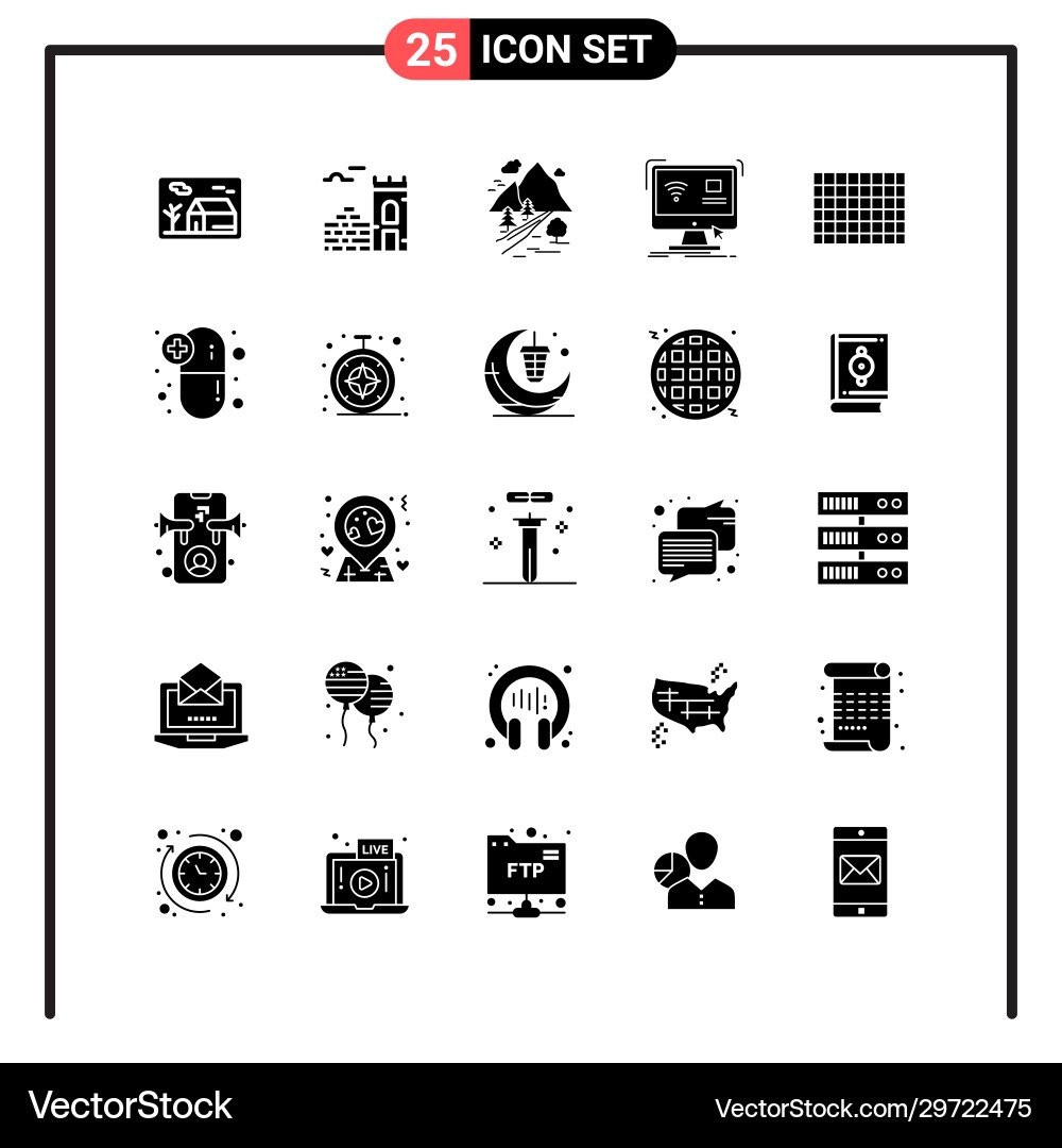 Set 25 solid style icons for web and mobile Set 25 solid style icons for web and mobile Vector Image