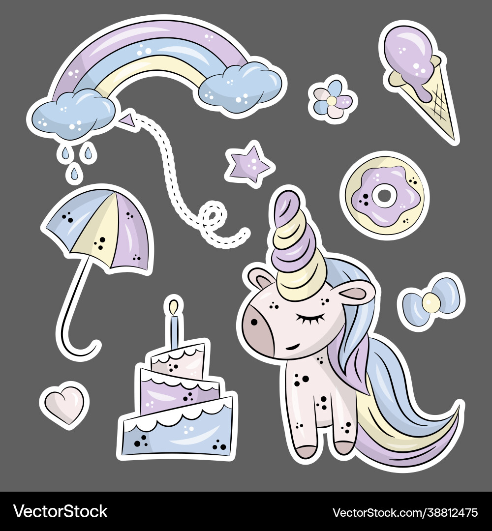 Set isolated objects on dark background cute Set isolated objects on dark background cute vector image