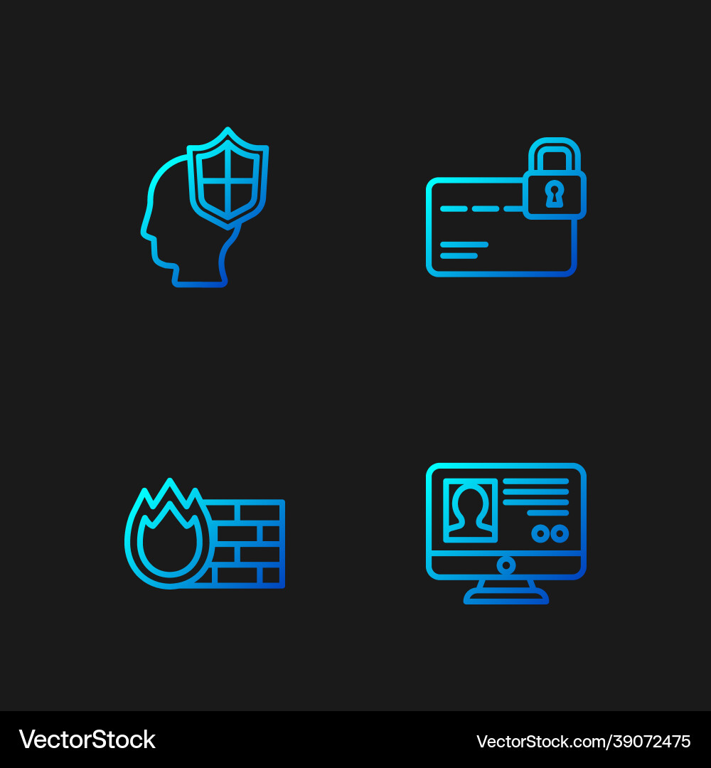 Set line create account screen firewall security Set line create account screen firewall security vector image