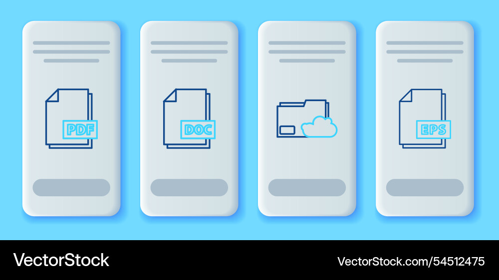 Set line doc file document cloud storage text Set line doc file document cloud storage text vector image