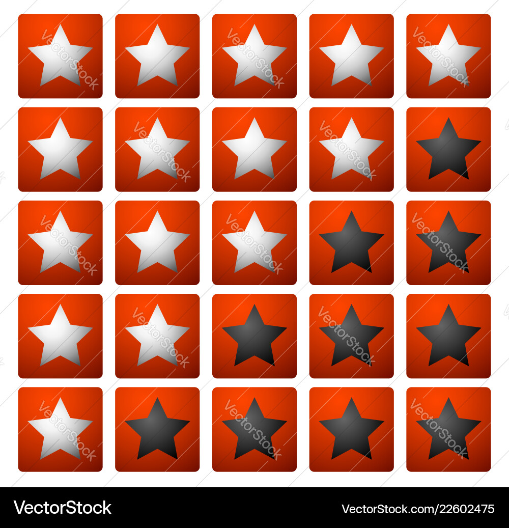 Set of 5 star rating elements starting from 1 Set of 5 star rating elements starting from 1 vector image