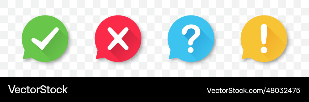 Set of tick cross question mark exclamation point vector image