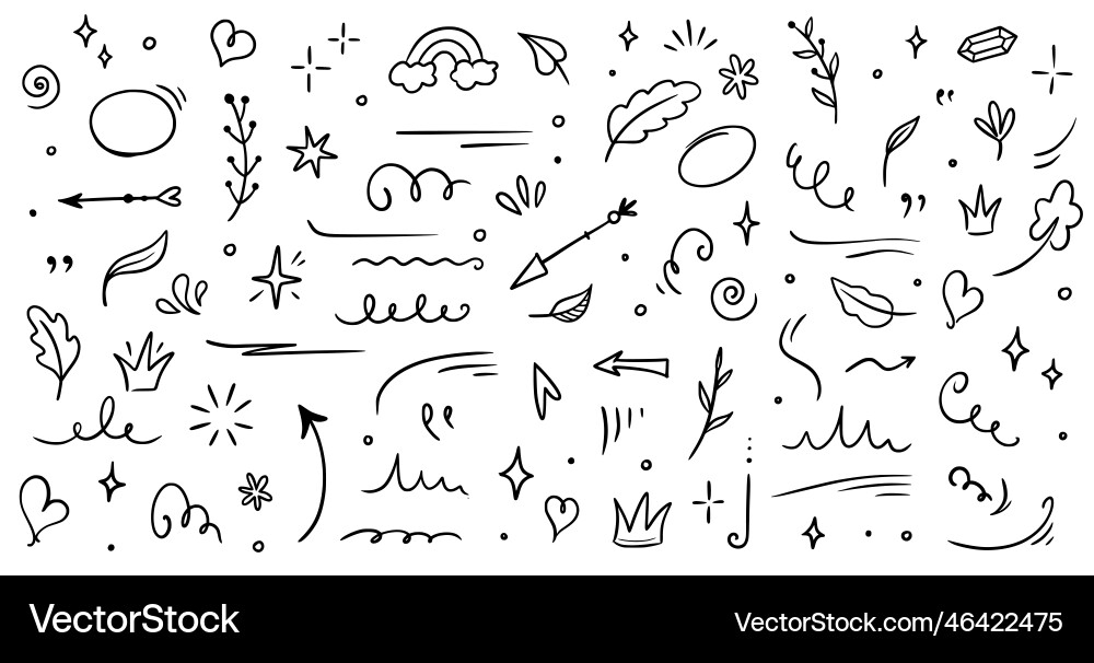 Sketch element line set abstract nature Sketch element line set abstract nature vector image