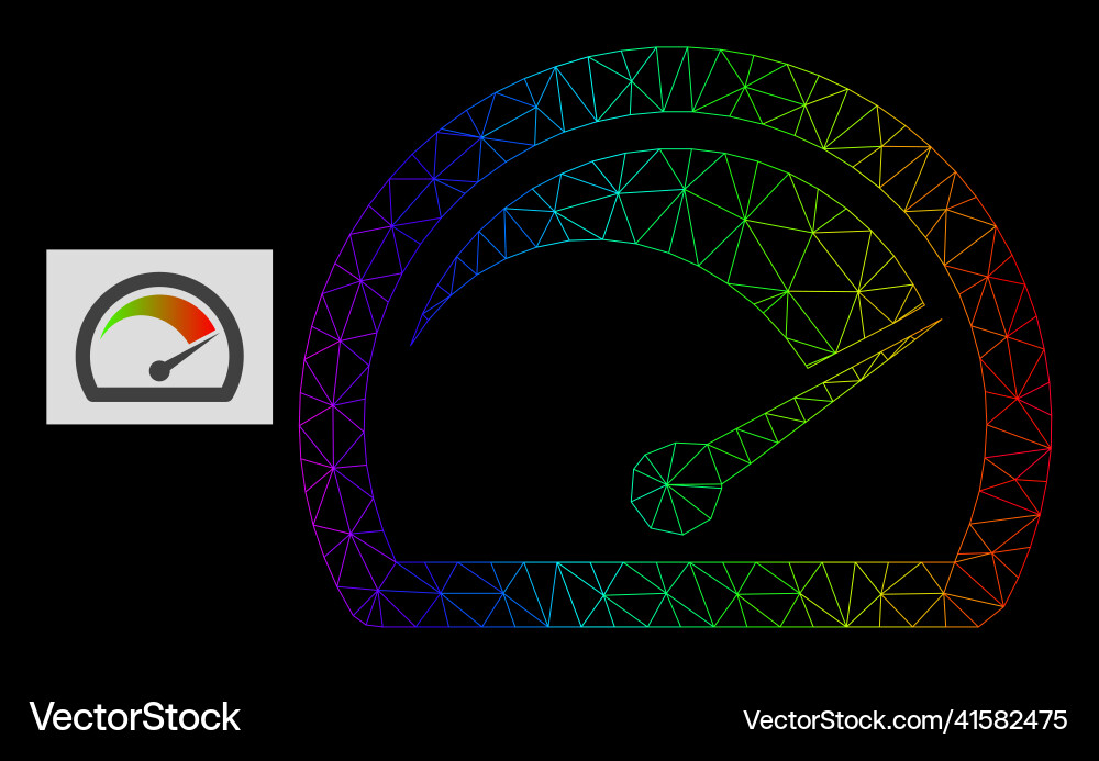 Spectrum gradiented polygonal network speed gauge Spectrum gradiented polygonal network speed gauge vector image