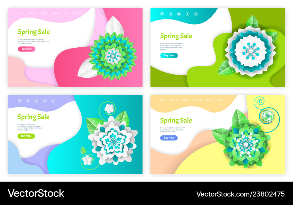 Spring sale web pages with text sample and buttons Spring sale web pages with text sample and buttons vector image