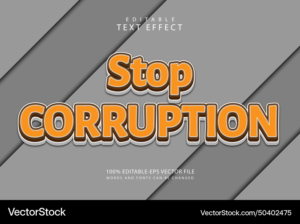 Stop corruption editable text effect 3 dimension Stop corruption editable text effect 3 dimension Vector Image