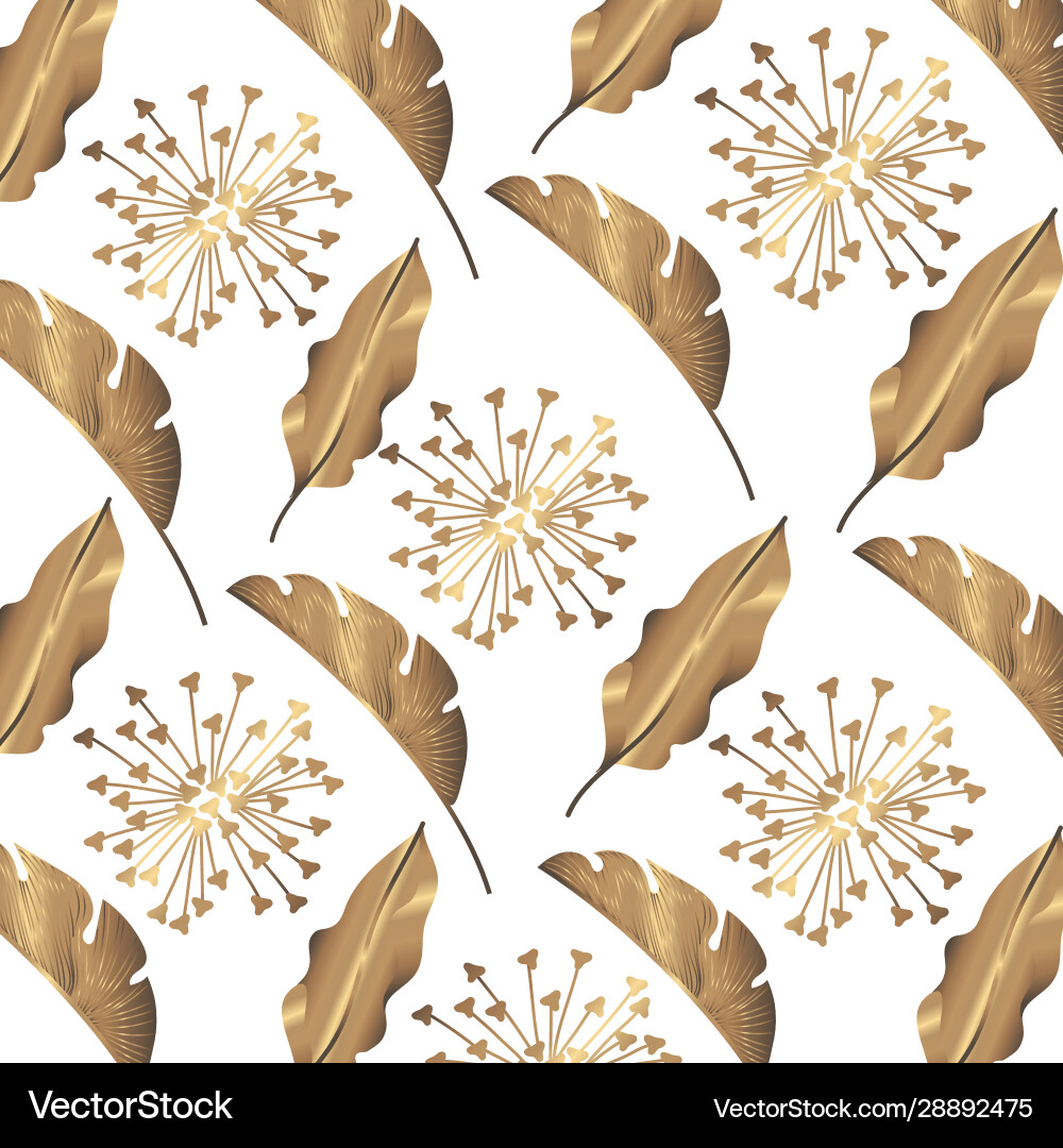 Tropical heliconias and leafs exotic plants golden Tropical heliconias and leafs exotic plants golden vector image