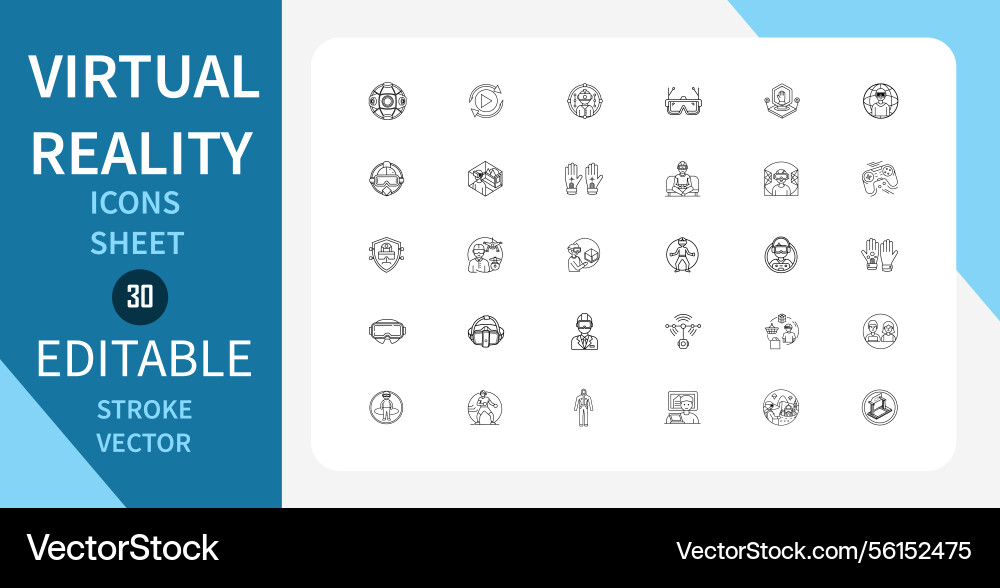 Virtual reality line icons set app website Virtual reality line icons set app website vector image