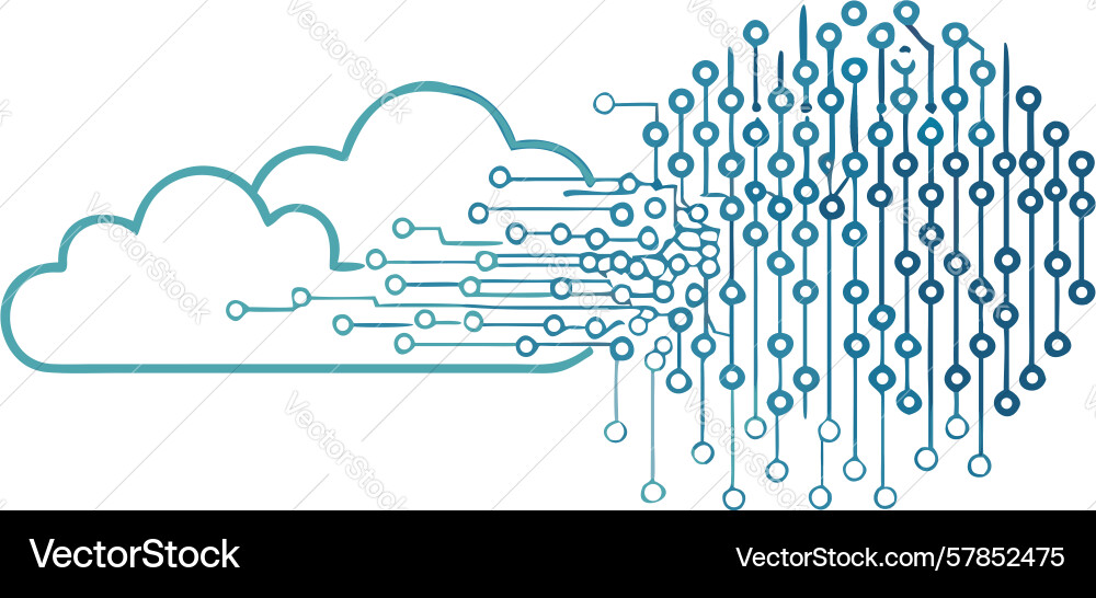 Wolke der binären Datenpartikel Fluss Design vektorbild