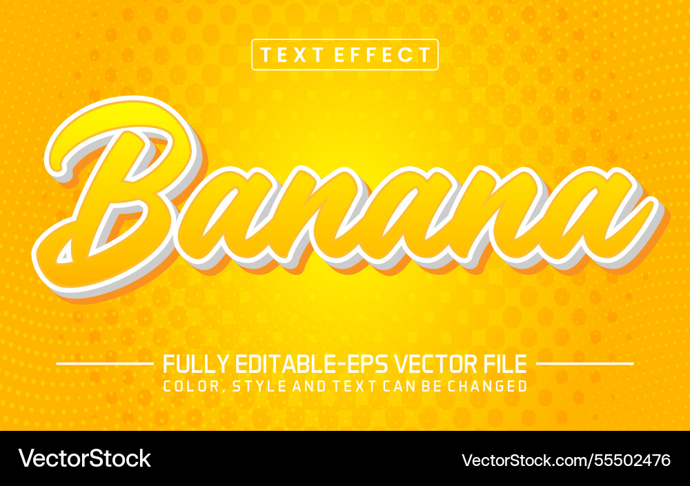 Banana text editable style effect Vector Image