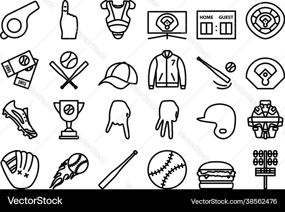 Baseball icon set Baseball icon set vector image
