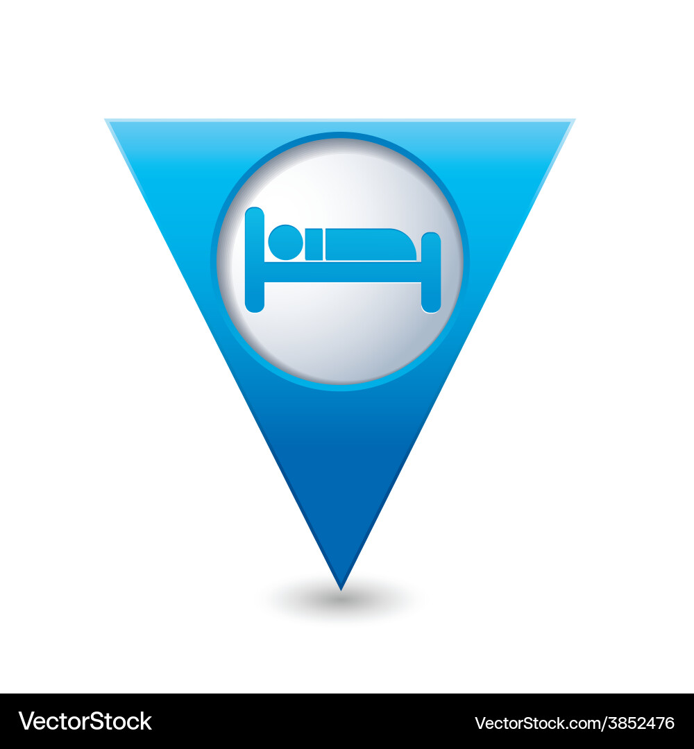 Bed blue triangular map pointer Vektorbild
