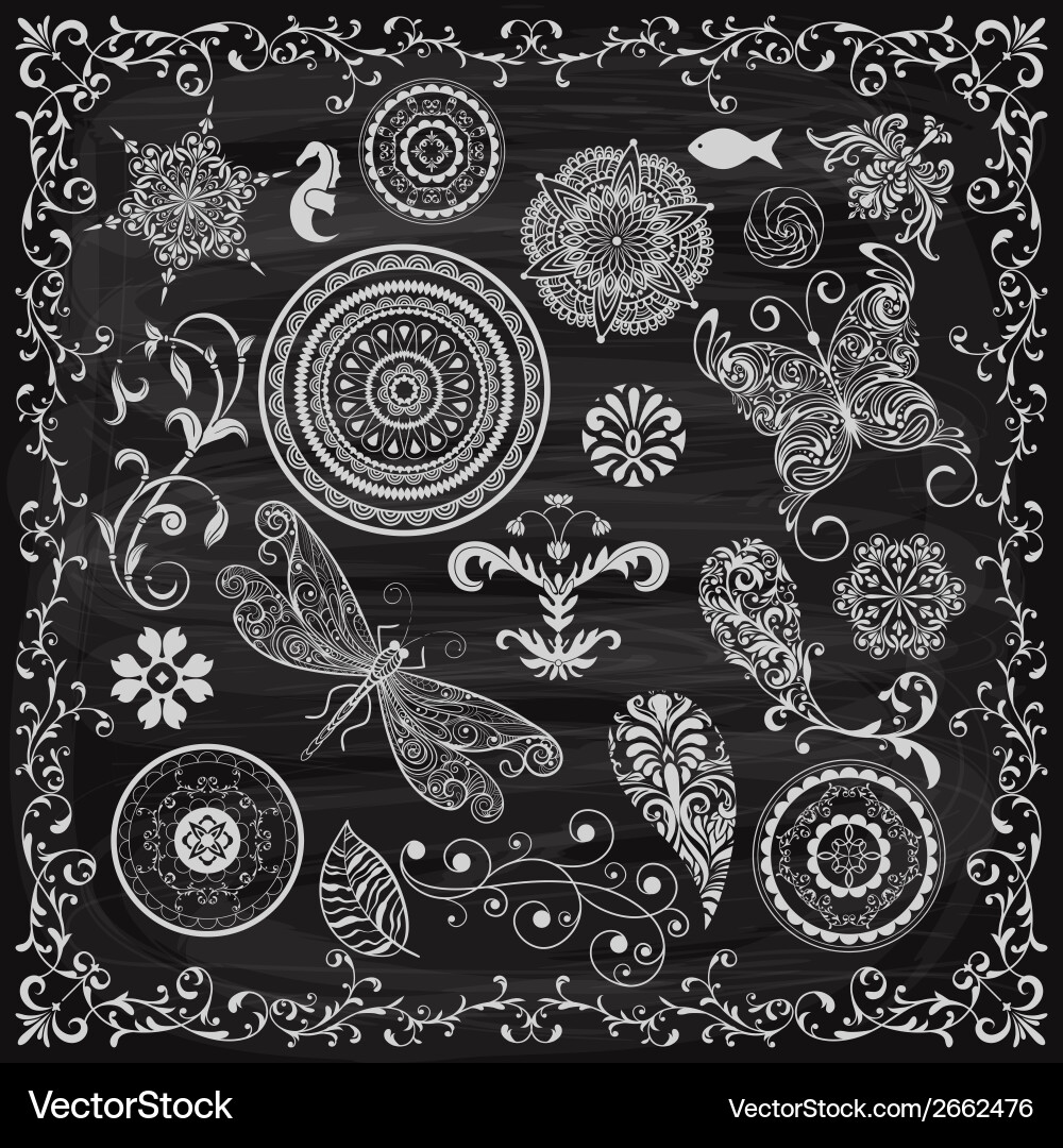 Blackboard Floral Ornamentation Vector Image