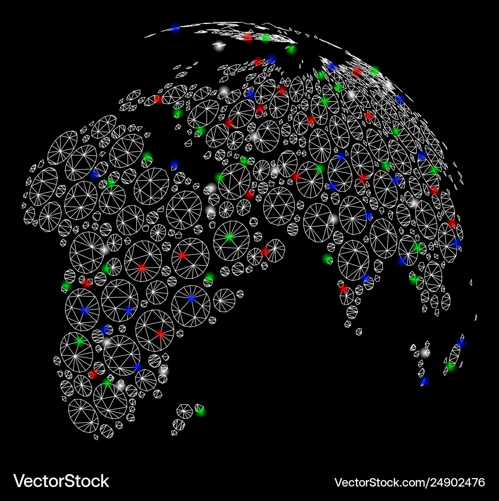 Bright mesh network abstract globe with dotted Vector Image