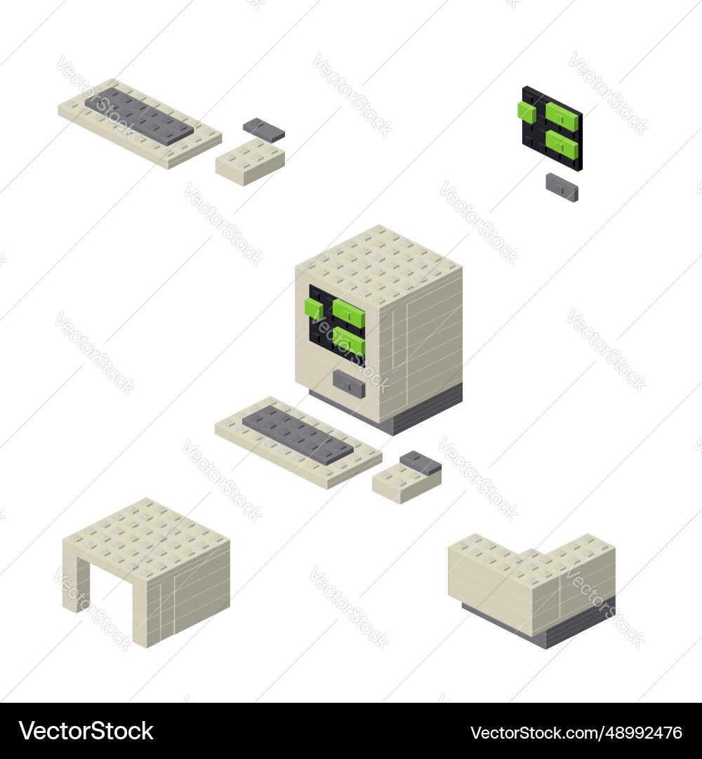 Concept with retro computer in isometric style vector image