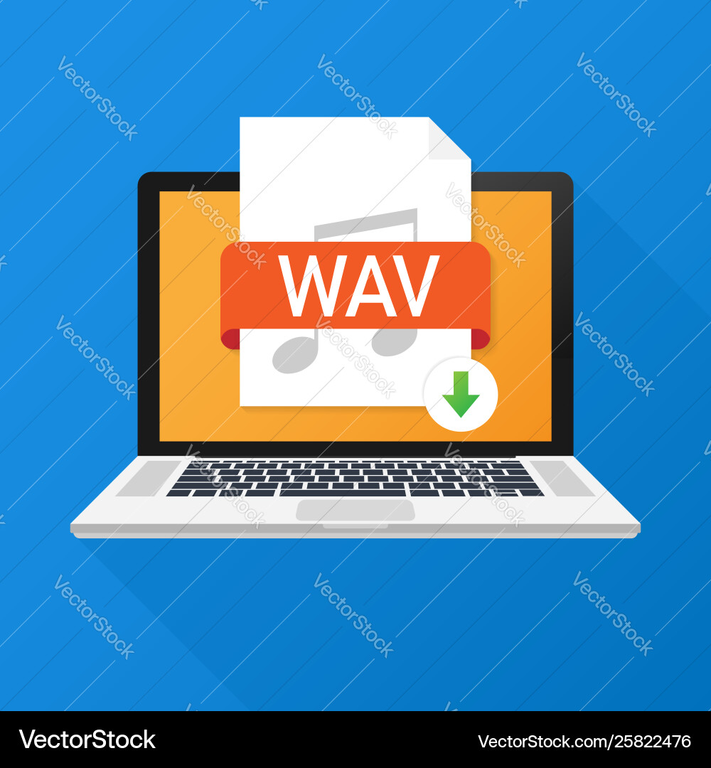 Download der Wav-Taste auf Laptop-Bildschirm herunterladen Download der Wav-Taste auf Laptop-Bildschirm herunterladen vektorbild