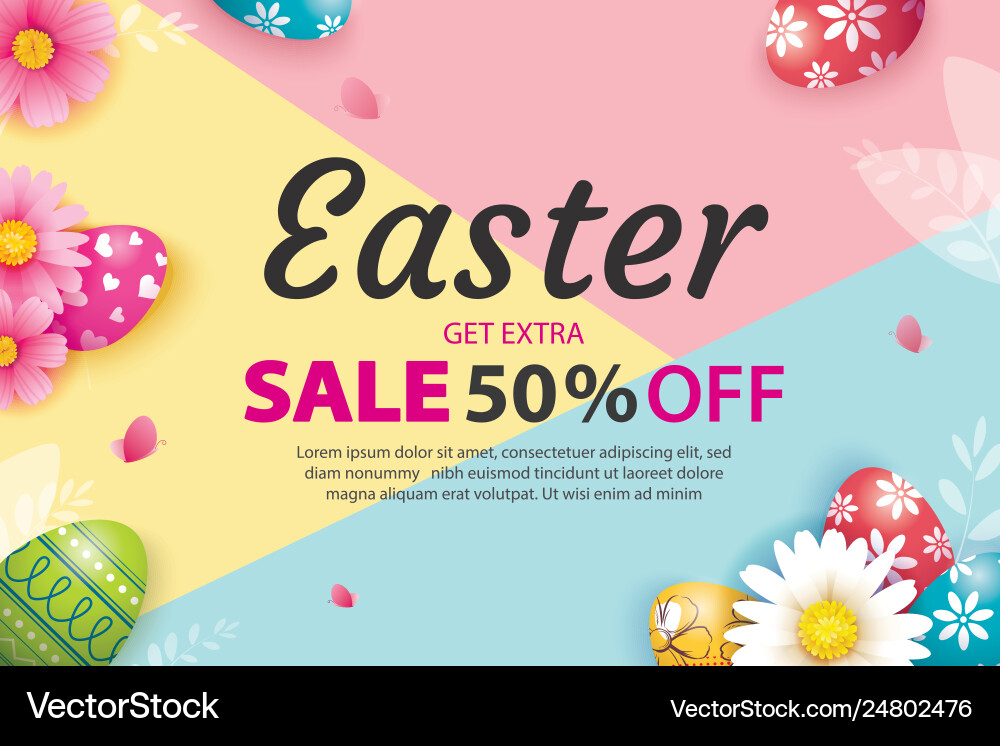 Easter sale banner design template with colorful Easter sale banner design template with colorful vector image