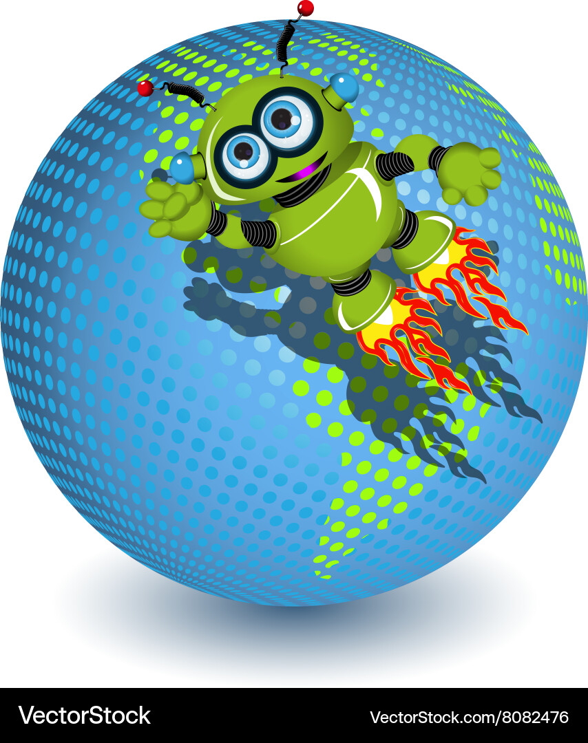Futuristic Robot on Planet vector image
