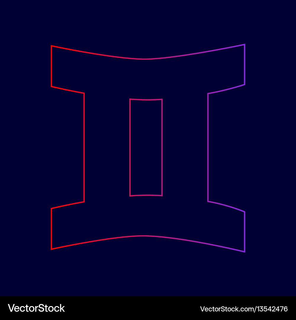 Gemini sign line icon with gradient from Vector Image