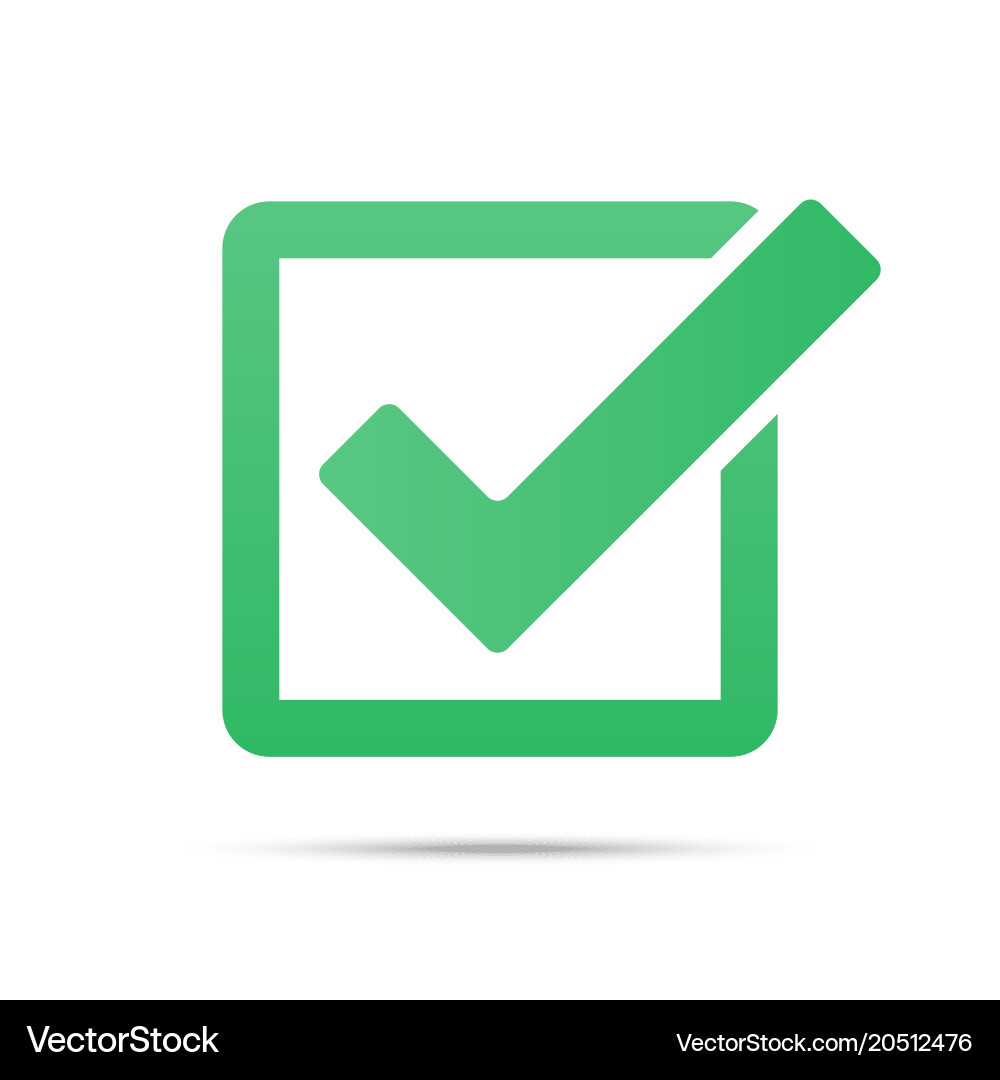 Green tick checkbox isolated vector image