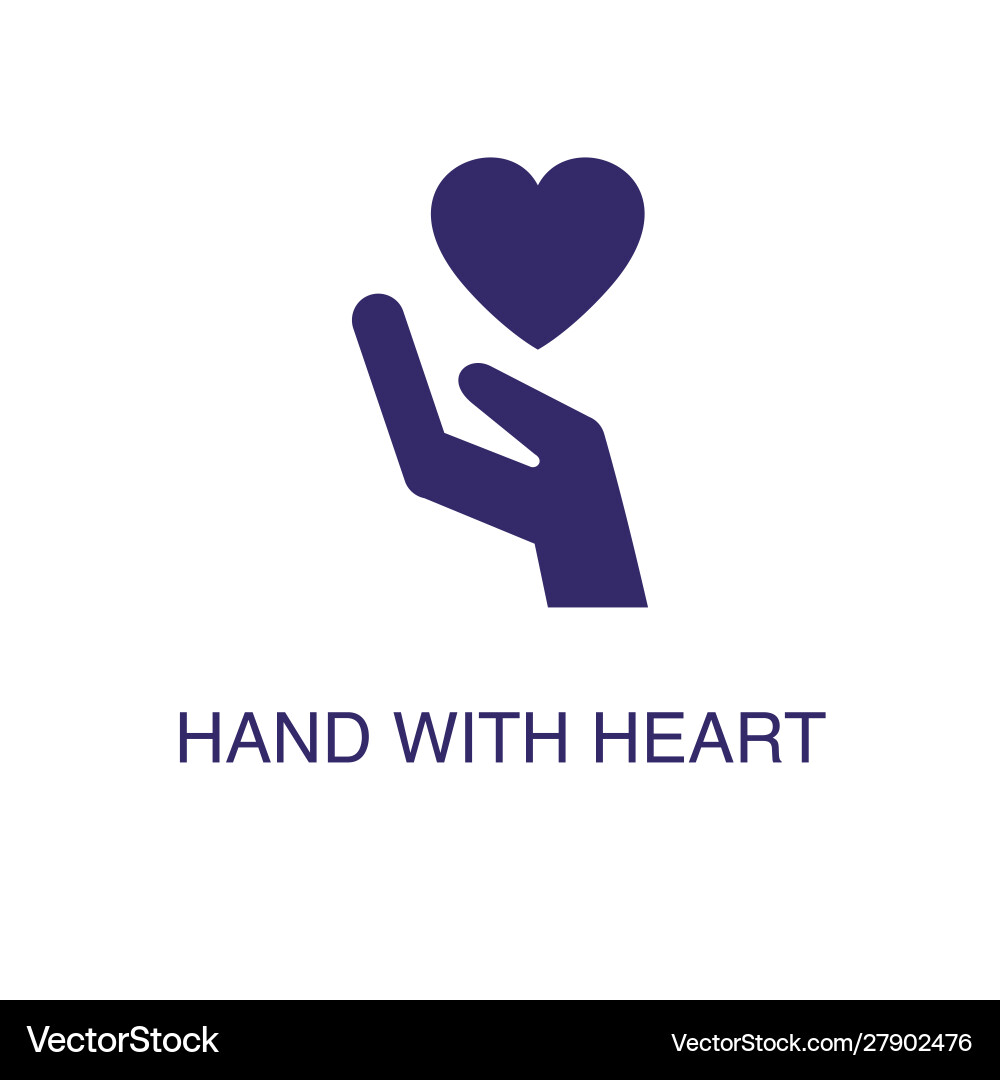 Hand with heart element in flat simple style vector image